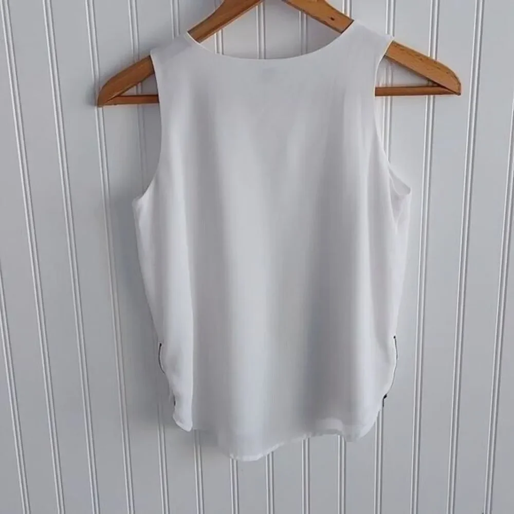 Ruum Girls XL 14 White Sleeveless Dressy Tank‎ Top Blouse Zipper Accent